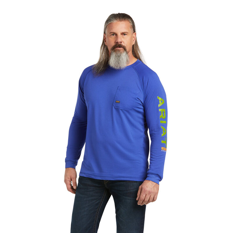 Ariat T-Shirts Herren - Rebar Heat Fighter Blau ( GXVFB-1476 )